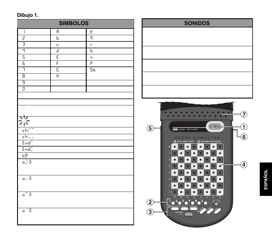 Sonidos, Simbolos | Saitek Travel Chess User Manual | Page 107 / 154