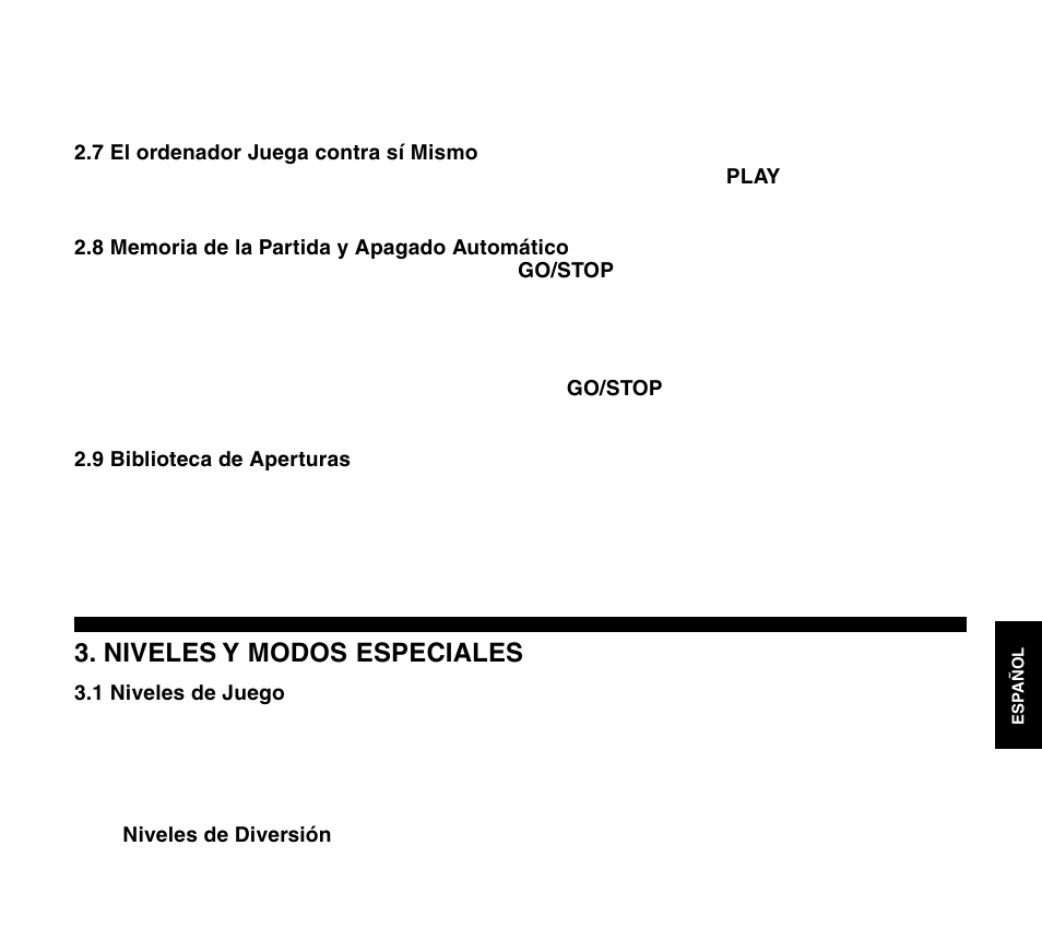 Niveles y modos especiales | Saitek Travel Chess User Manual | Page 115 / 154