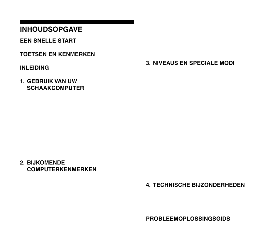 Inhoudsopgave | Saitek Travel Chess User Manual | Page 130 / 154