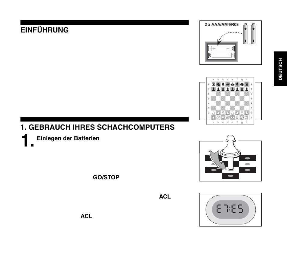 Einführung, Gebrauch ihres schachcomputers | Saitek Travel Chess User Manual | Page 31 / 154