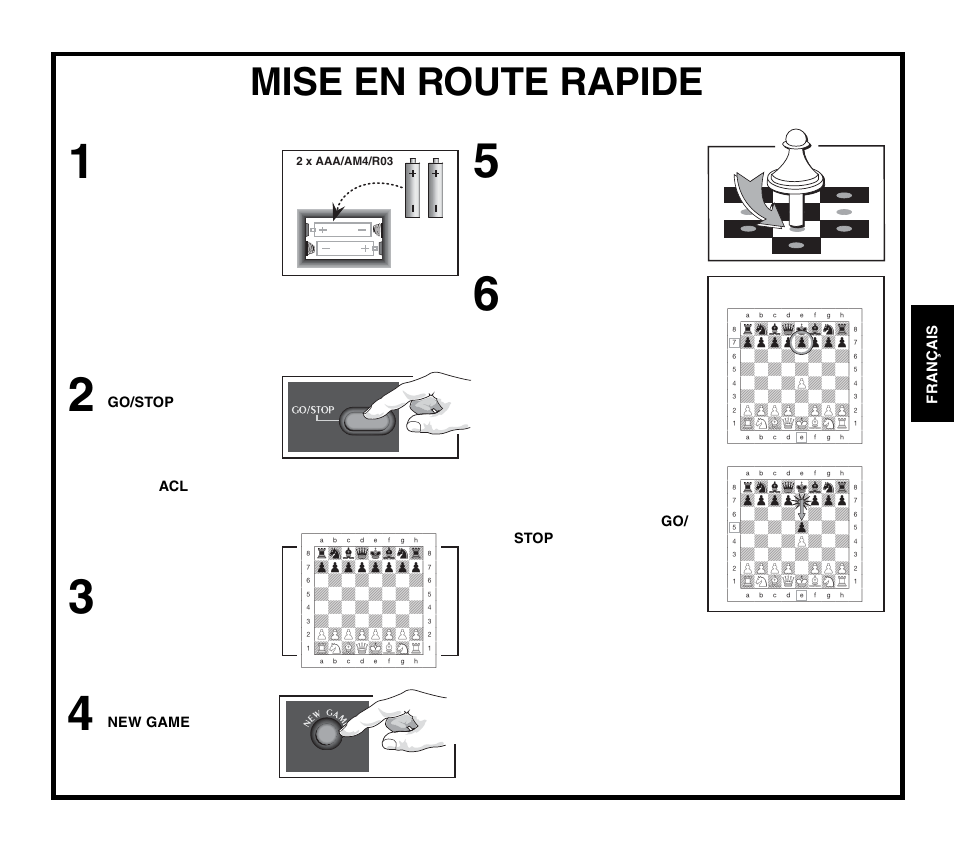 Mise en route rapide | Saitek Travel Chess User Manual | Page 53 / 154