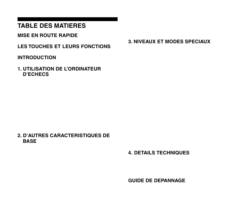 Table des matieres | Saitek Travel Chess User Manual | Page 54 / 154