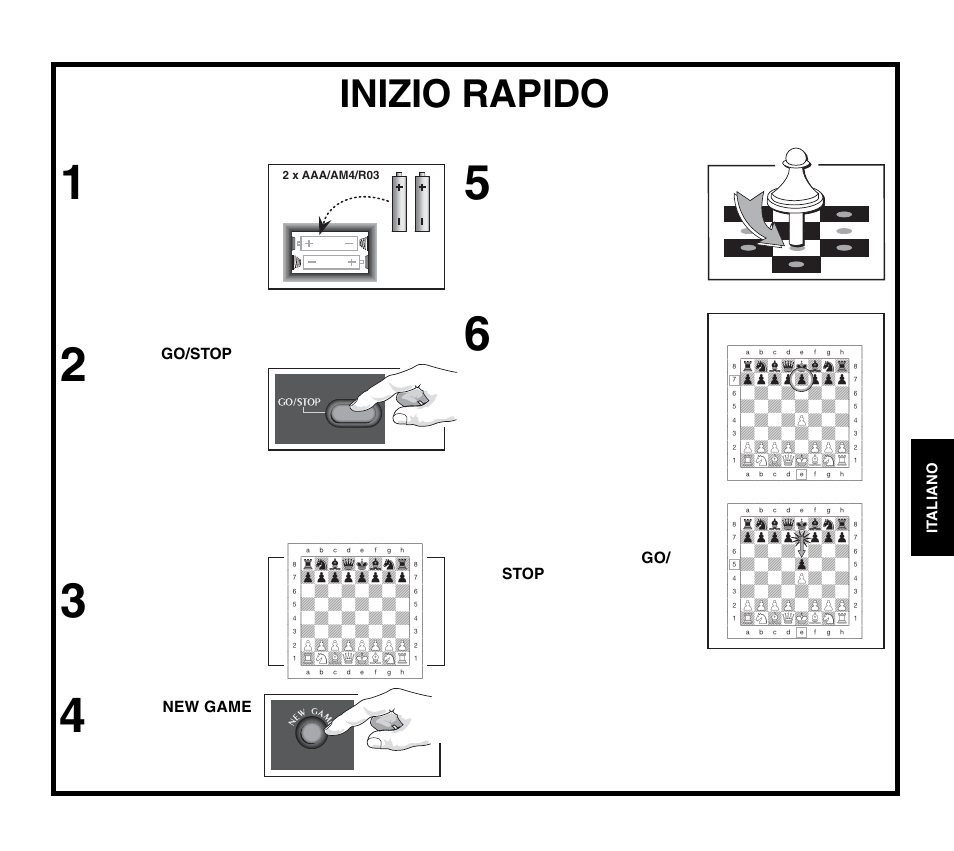 Inizio rapido | Saitek Travel Chess User Manual | Page 79 / 154