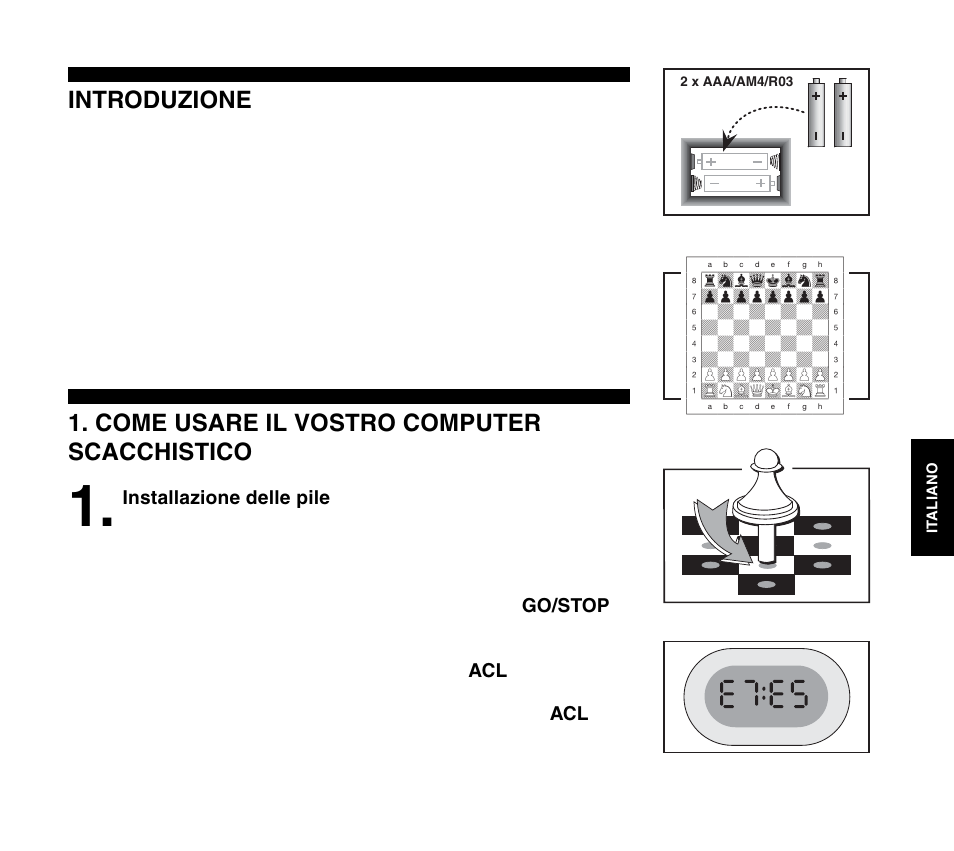 Introduzione, Come usare il vostro computer scacchistico | Saitek Travel Chess User Manual | Page 83 / 154