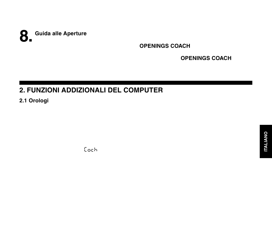Funzioni addizionali del computer | Saitek Travel Chess User Manual | Page 87 / 154