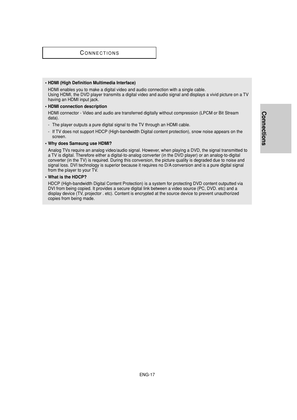 Connections c | Samsung DVD-HD870 User Manual | Page 17 / 62