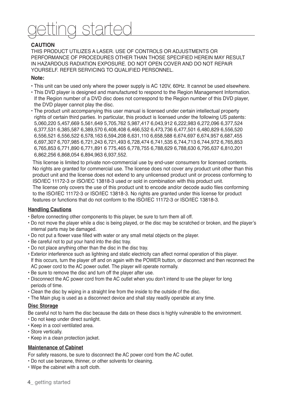 Getting started | Samsung AK68-01765B User Manual | Page 4 / 51
