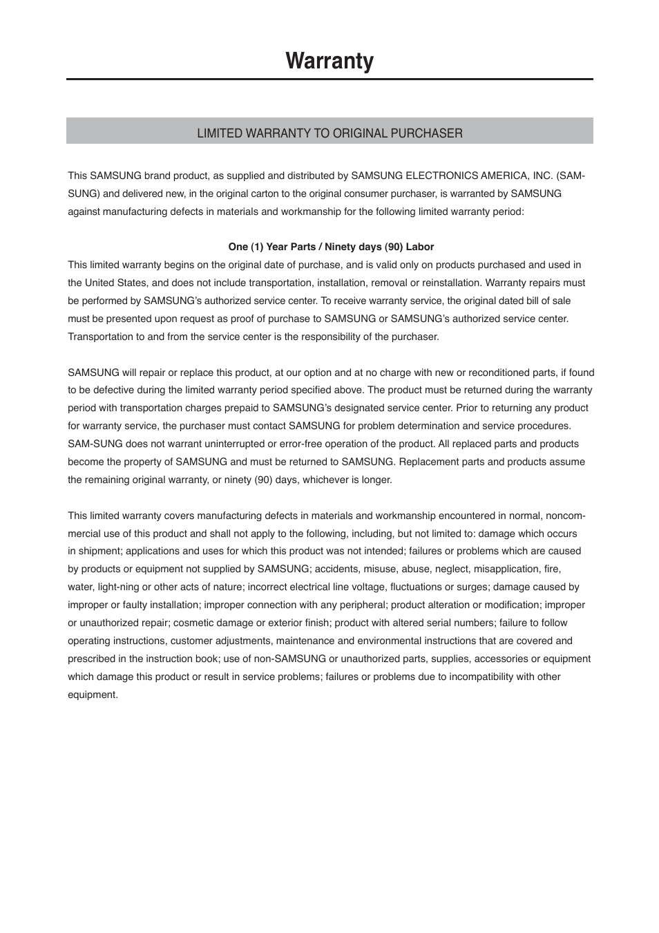 Warranty | Samsung AK68-01765B User Manual | Page 50 / 51