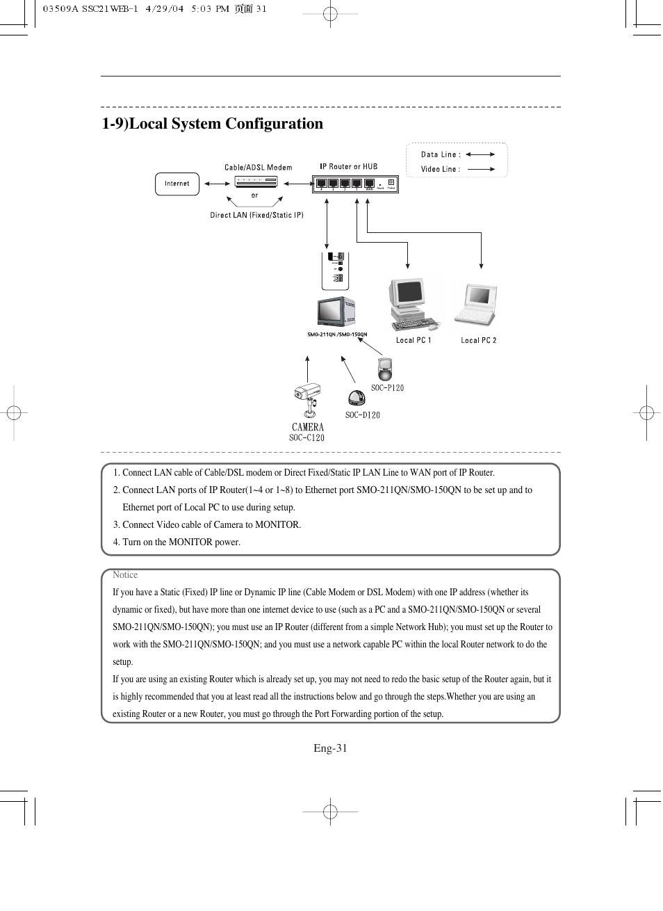9) local system configuration, 9)local system configuration | Samsung SMO-211QN User Manual | Page 31 / 112