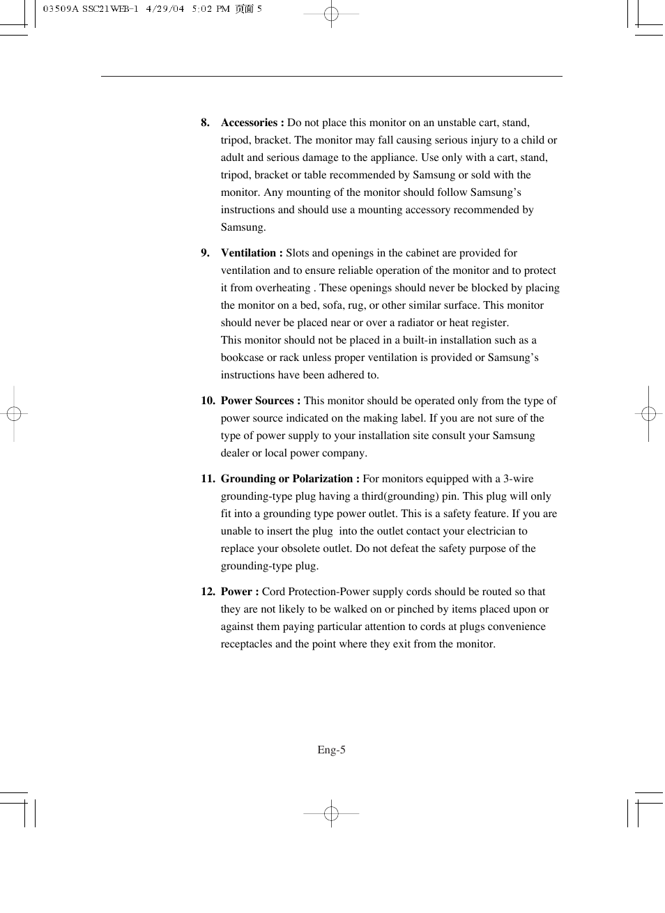 Samsung SMO-211QN User Manual | Page 5 / 112