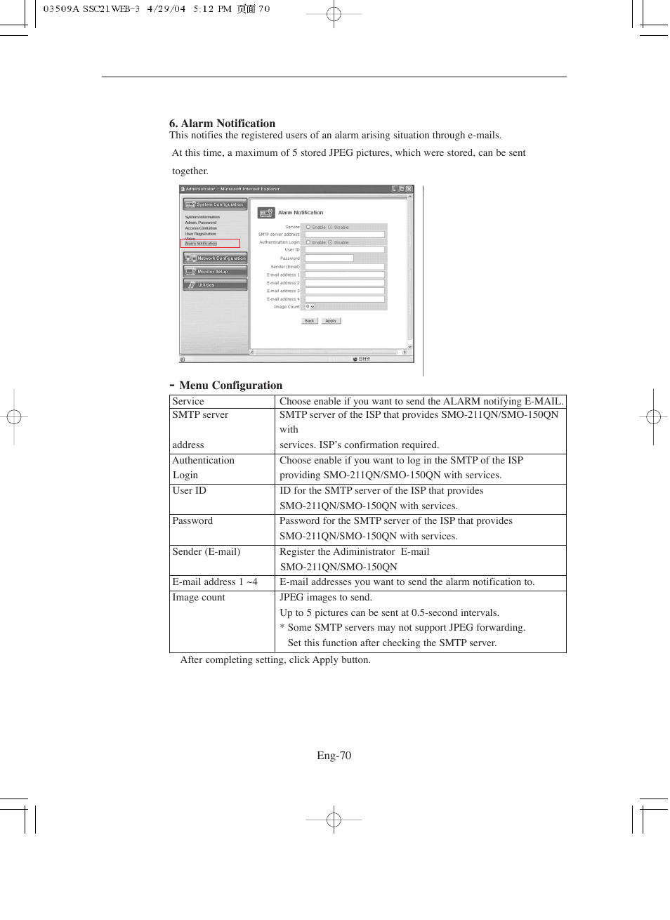 Samsung SMO-211QN User Manual | Page 70 / 112
