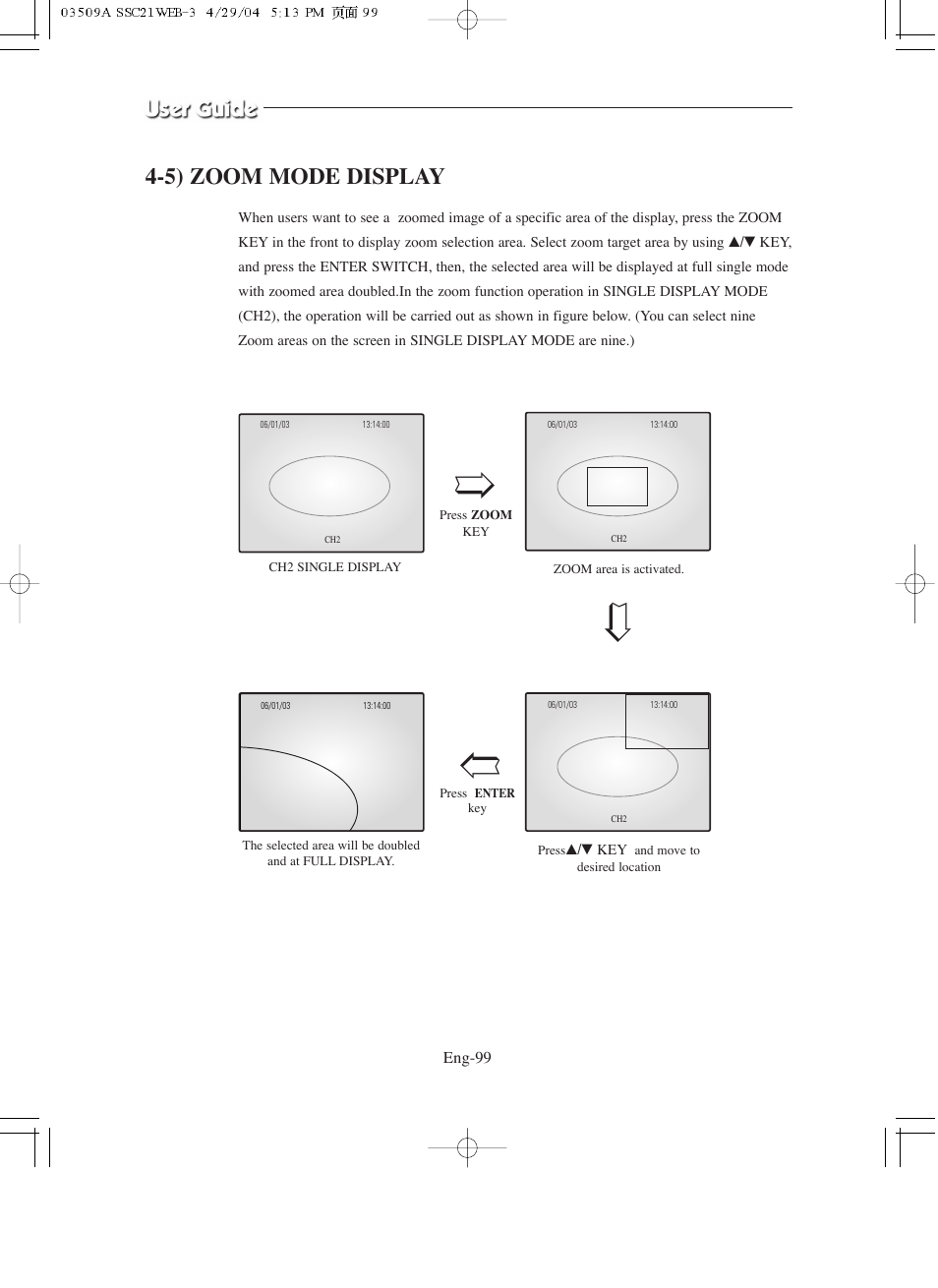 5) zoom mode display | Samsung SMO-211QN User Manual | Page 99 / 112