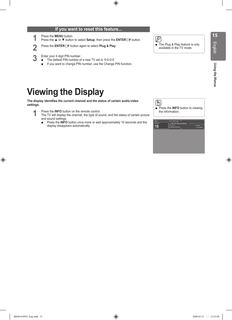 Viewing the display, If you want to reset this feature | Samsung WD1950 User Manual | Page 15 / 49