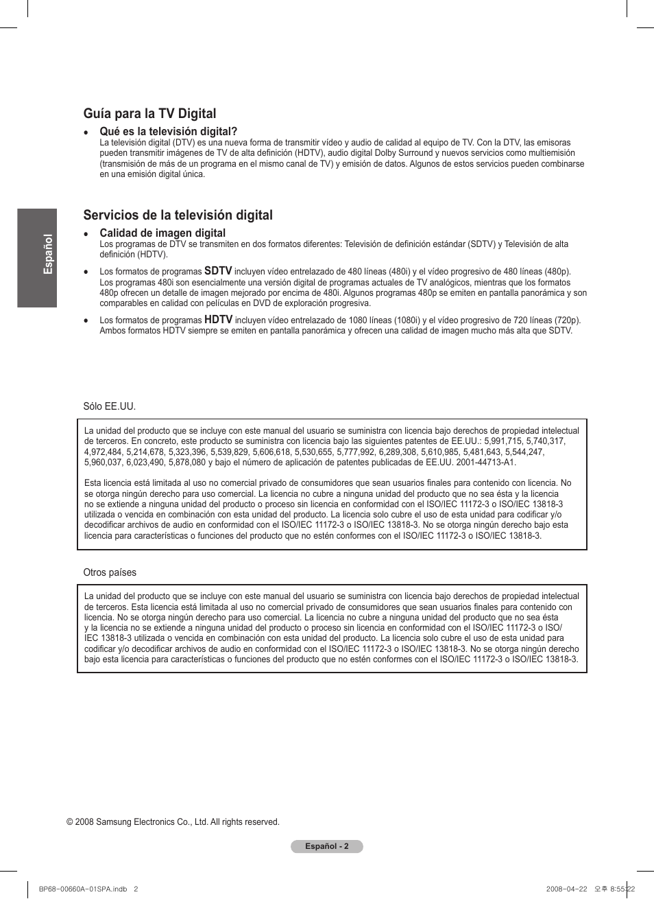 Guía para la tv digital, Servicios de la televisión digital | Samsung HL72A650 User Manual | Page 103 / 195
