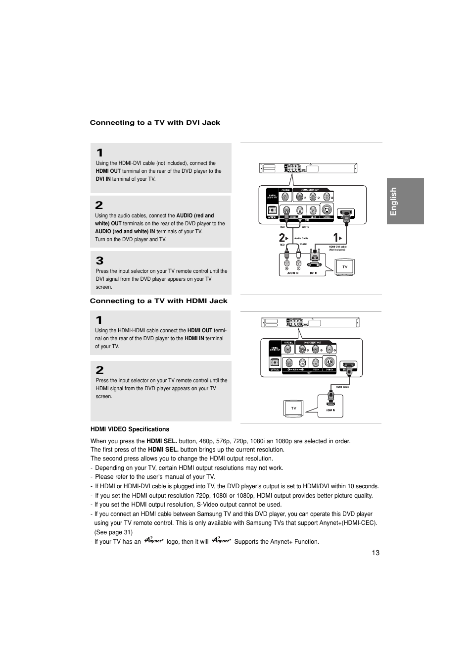 English | Samsung 1080P7 User Manual | Page 13 / 36