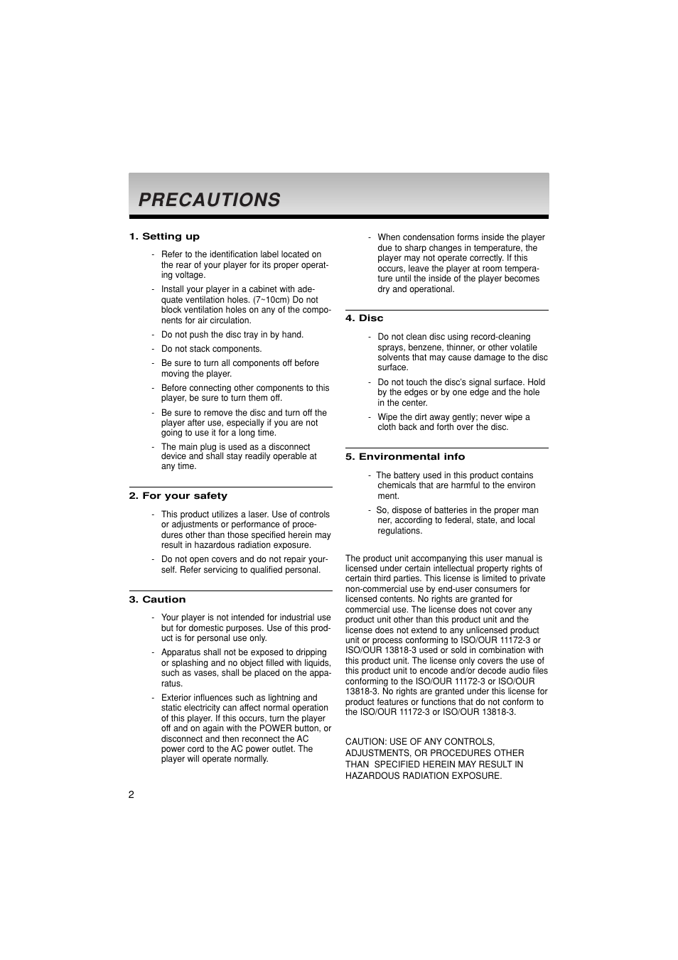 Precautiions, Precautions | Samsung 1080P7 User Manual | Page 2 / 36