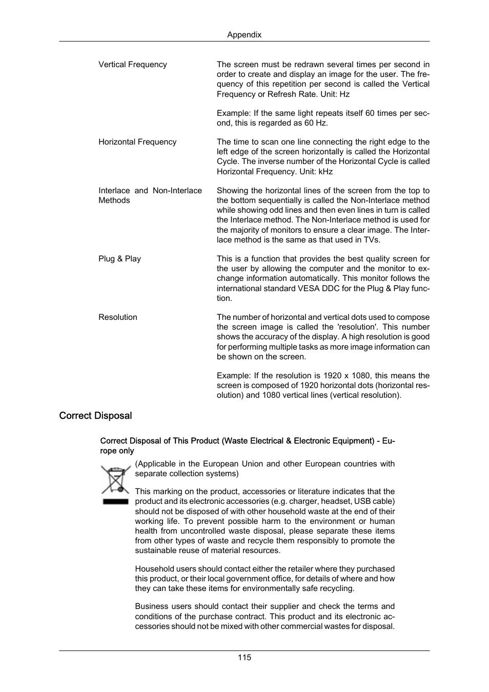 Correct disposal | Samsung 400EX(N) User Manual | Page 158 / 159