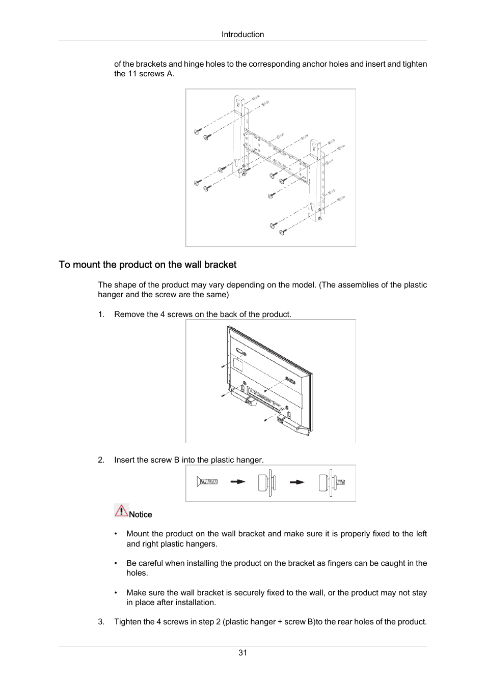 To mount the product on the wall bracket | Samsung 400EX(N) User Manual | Page 32 / 159