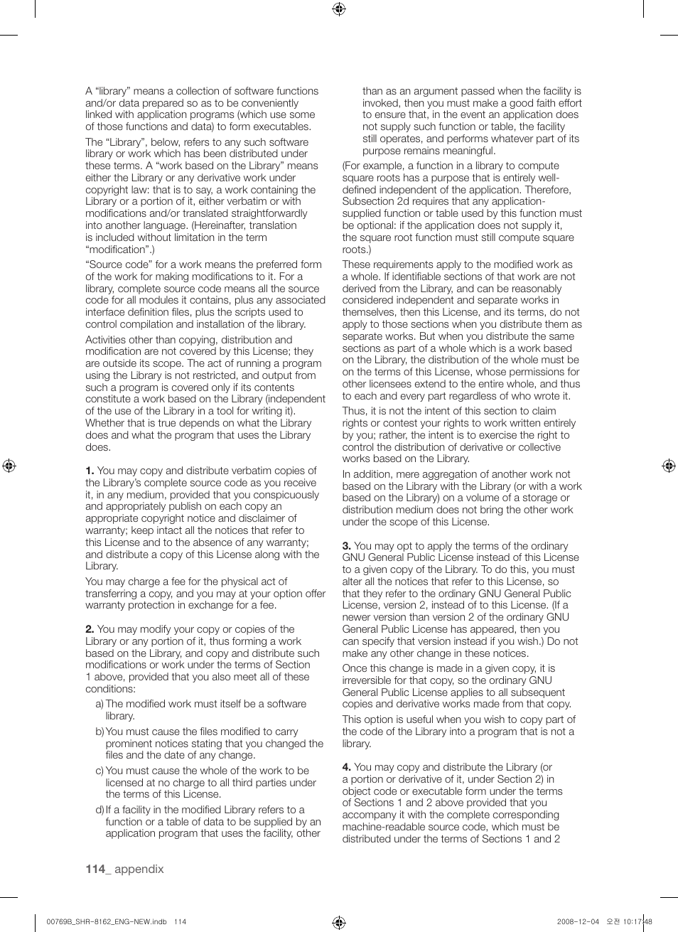Samsung SHR-8160 User Manual | Page 114 / 120