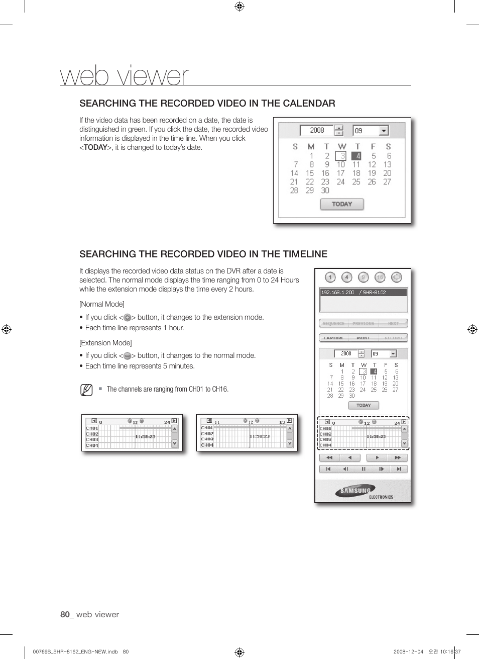 Web viewer | Samsung SHR-8160 User Manual | Page 80 / 120