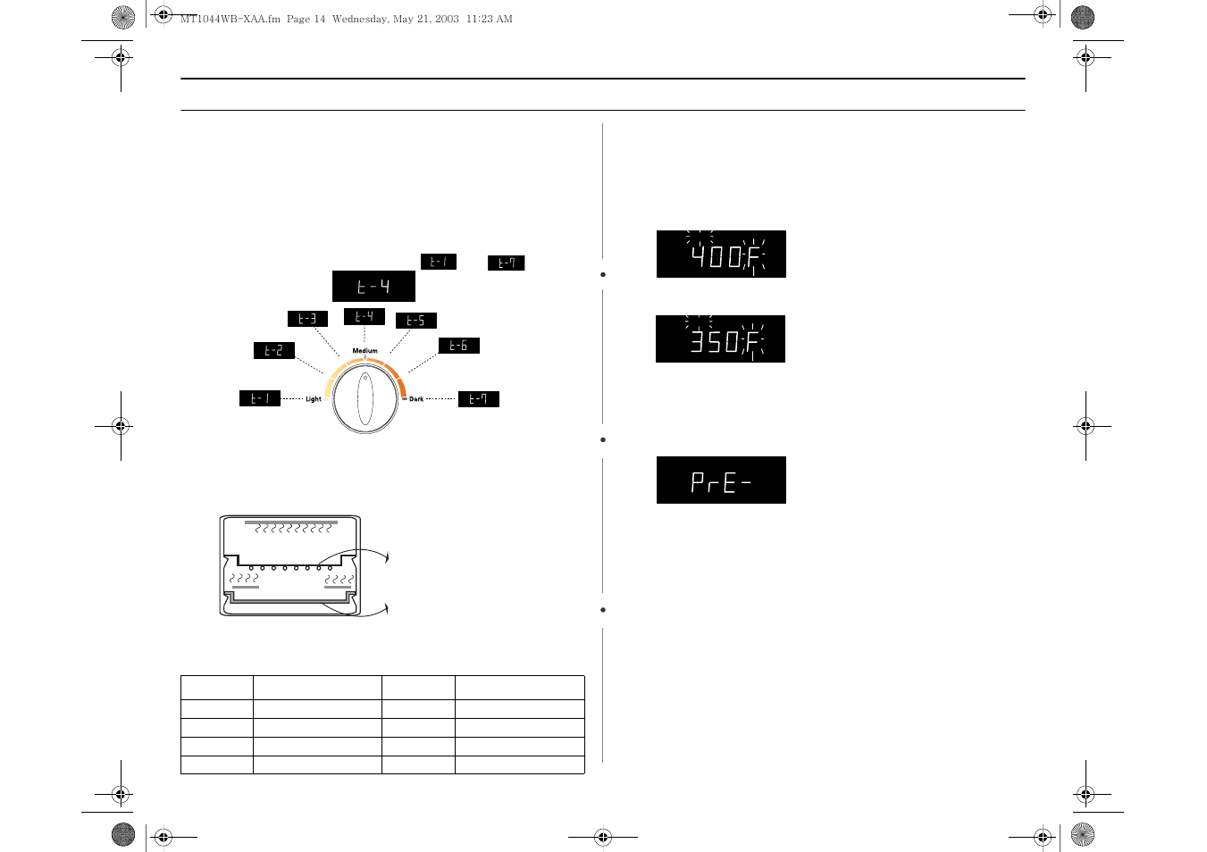 Toaster, Preheat, Operation | Samsung MT1066SB User Manual | Page 14 / 36
