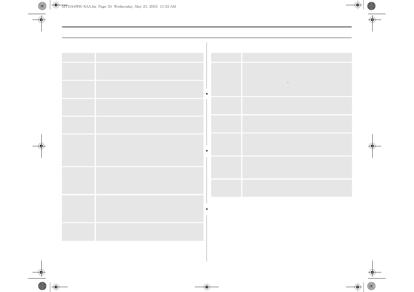 Quick reference | Samsung MT1066SB User Manual | Page 35 / 36