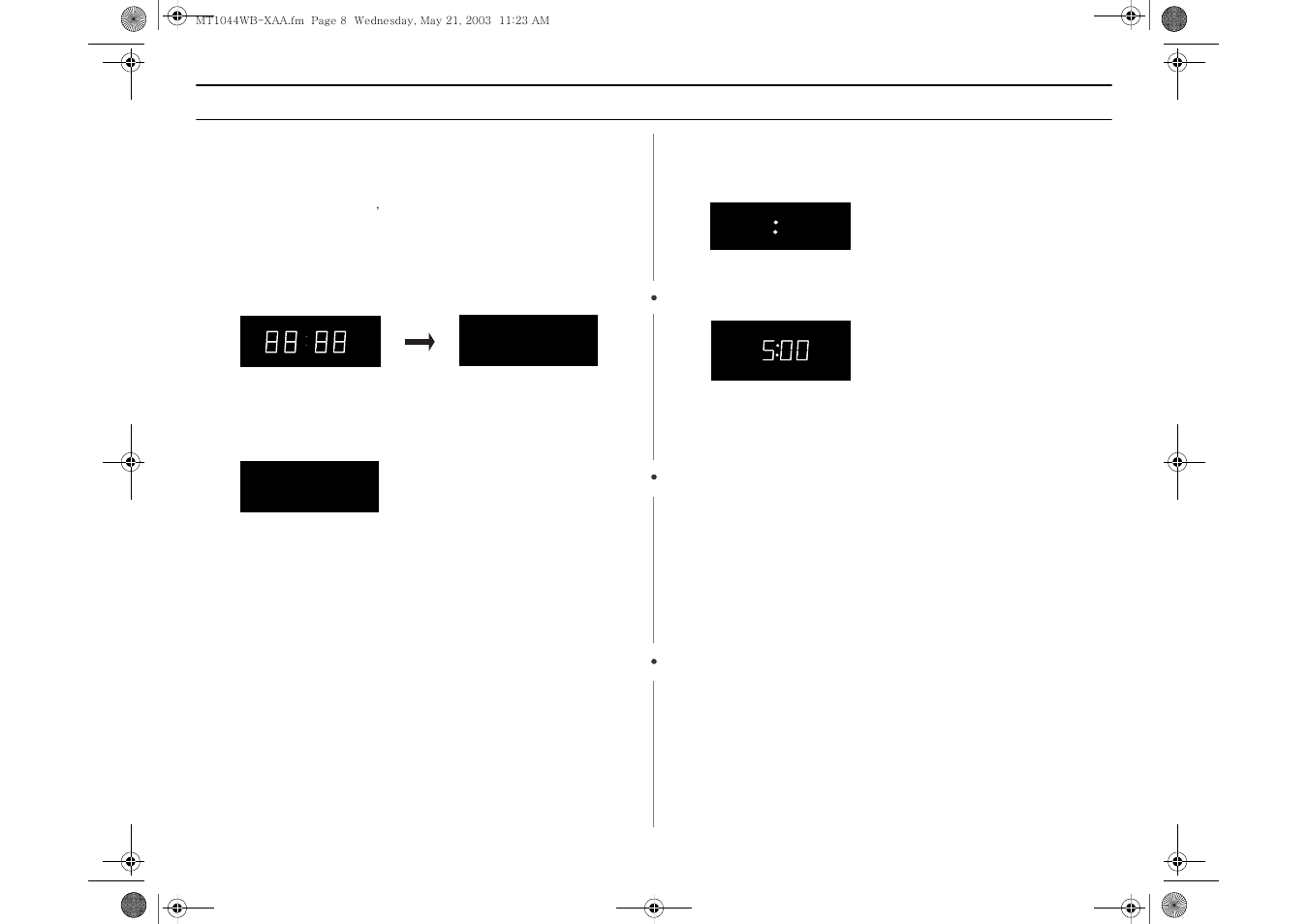 Operation, Selecting the display weight, Setting the clock | Samsung MT1066SB User Manual | Page 8 / 36