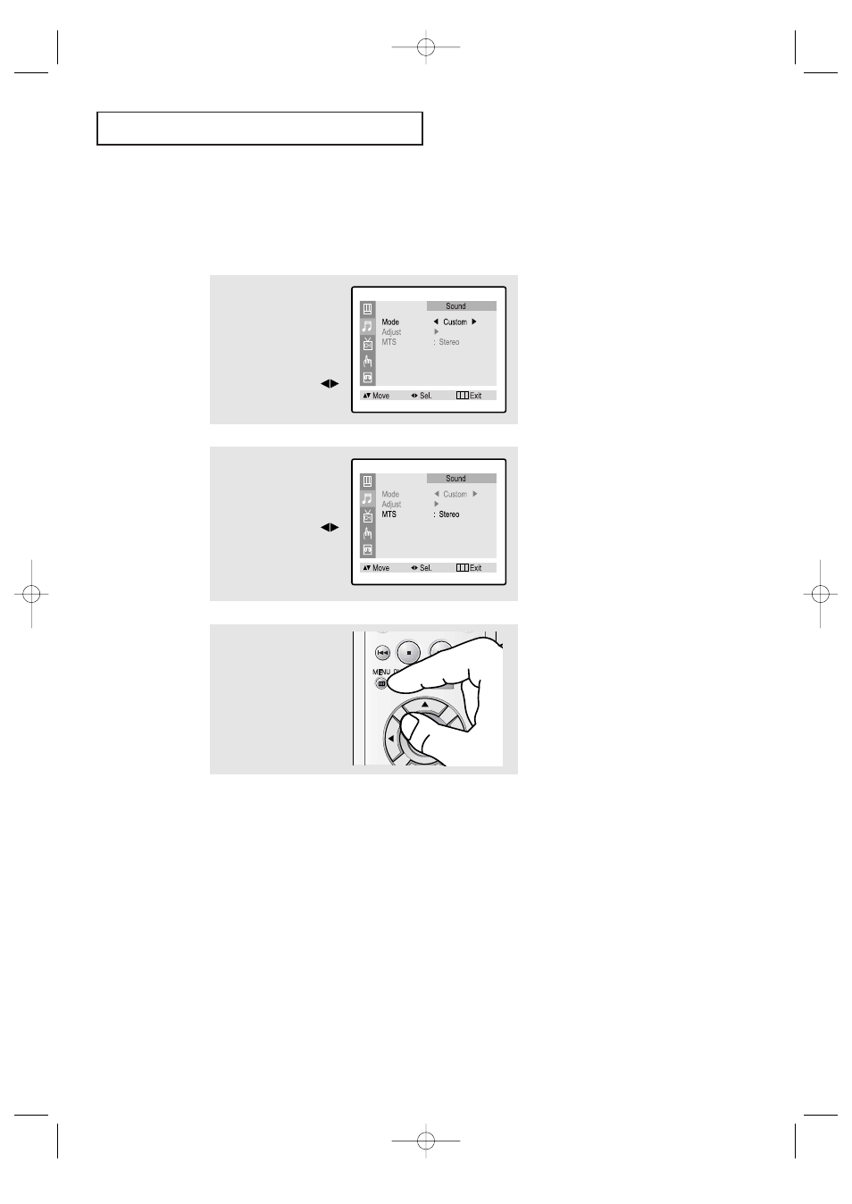 Choosing a multi-channel soundtrack (mts), T v o | Samsung CFTD2085 User Manual | Page 34 / 98