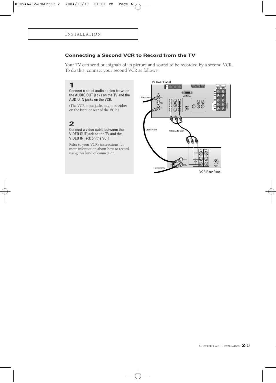 Connecting a second vcr to record from the tv | Samsung HCN553W User Manual | Page 19 / 71