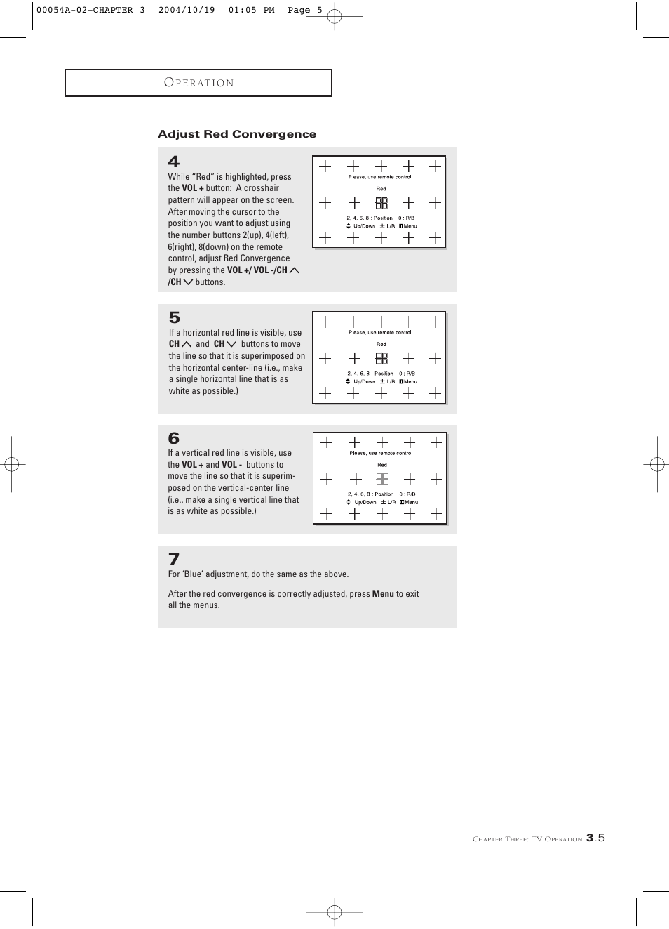 Adjust red convergence | Samsung HCN553W User Manual | Page 29 / 71