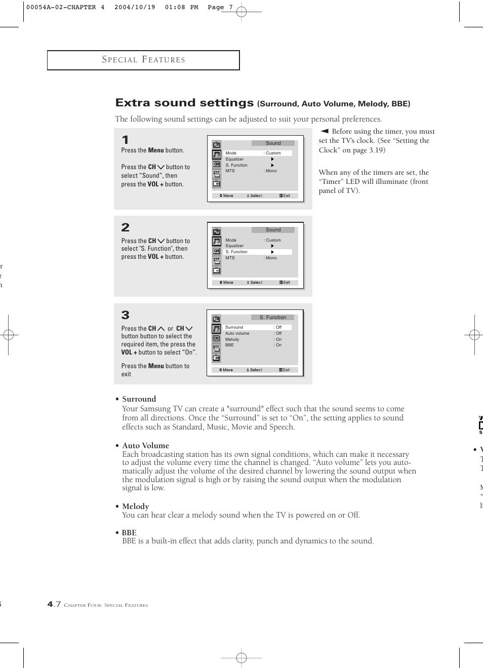 Extra sound settings | Samsung HCN553W User Manual | Page 52 / 71