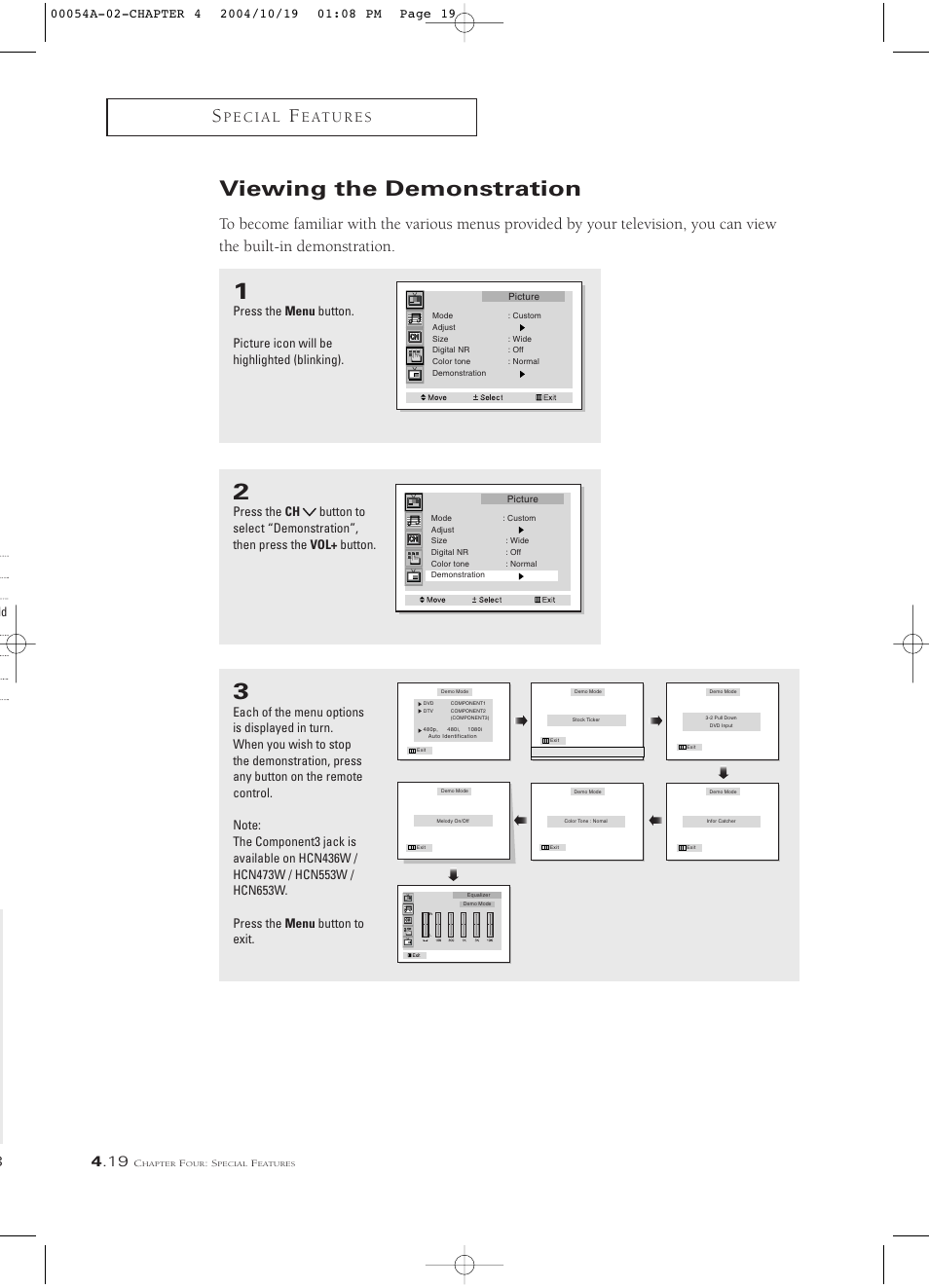 Viewing the demonstration | Samsung HCN553W User Manual | Page 64 / 71