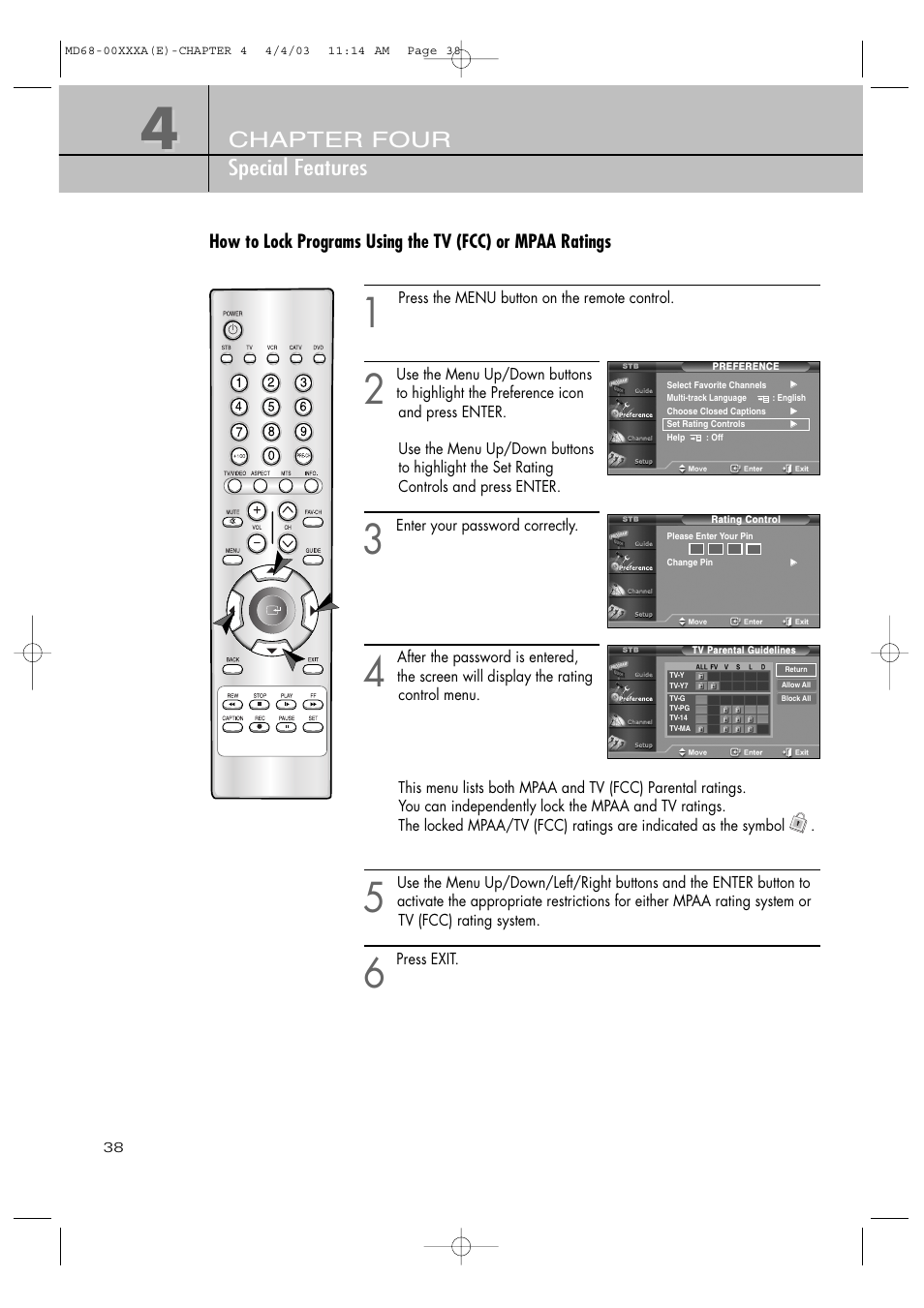 Chapter four special features | Samsung SIR-T351 User Manual | Page 38 / 51