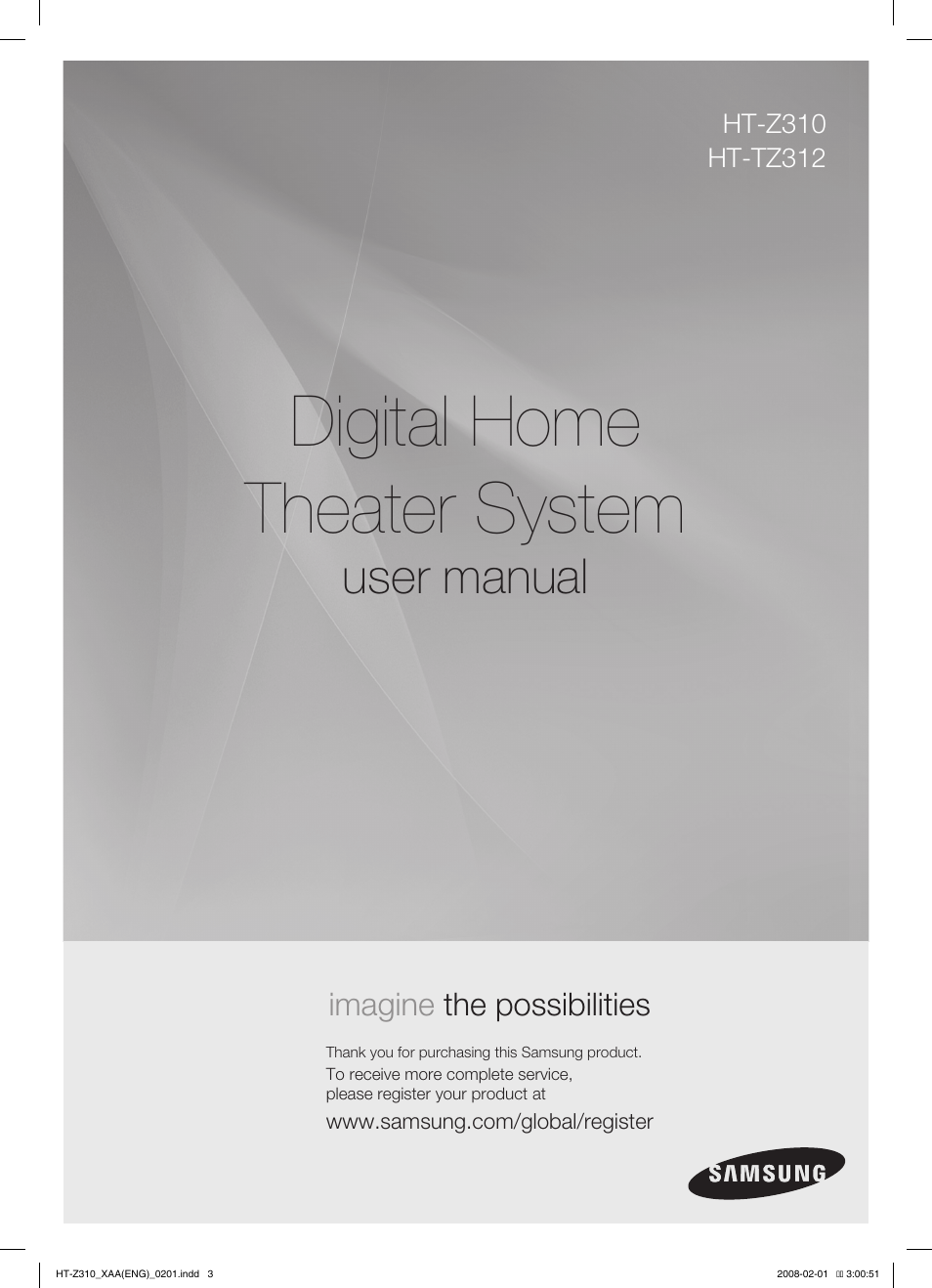 Digital home theater system, User manual | Samsung HT-TZ312  EN User Manual | Page 3 / 73