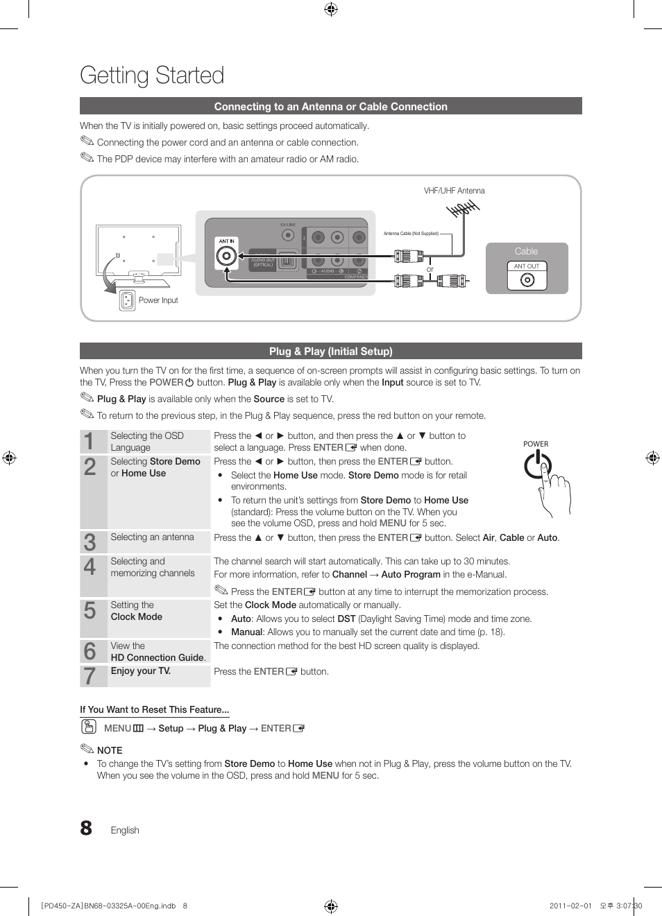 Getting started | Samsung 440 User Manual | Page 8 / 38