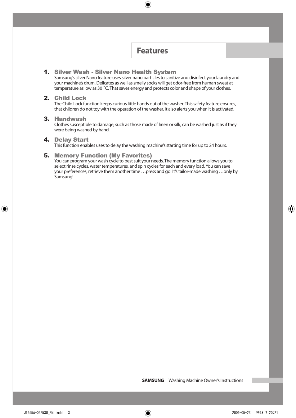 Features | Samsung J1455AS User Manual | Page 3 / 24