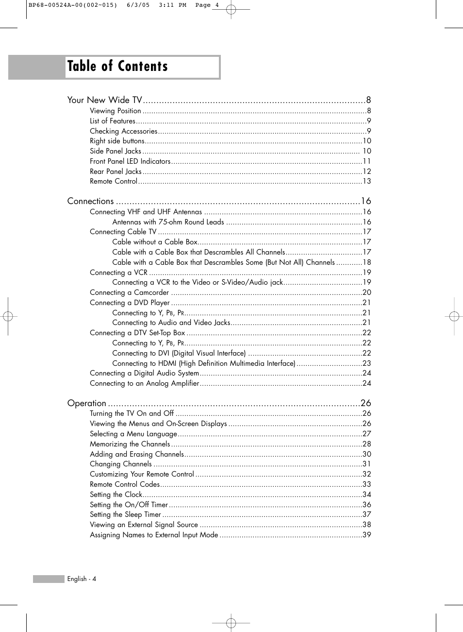 Samsung HL-R6156W User Manual | Page 4 / 96