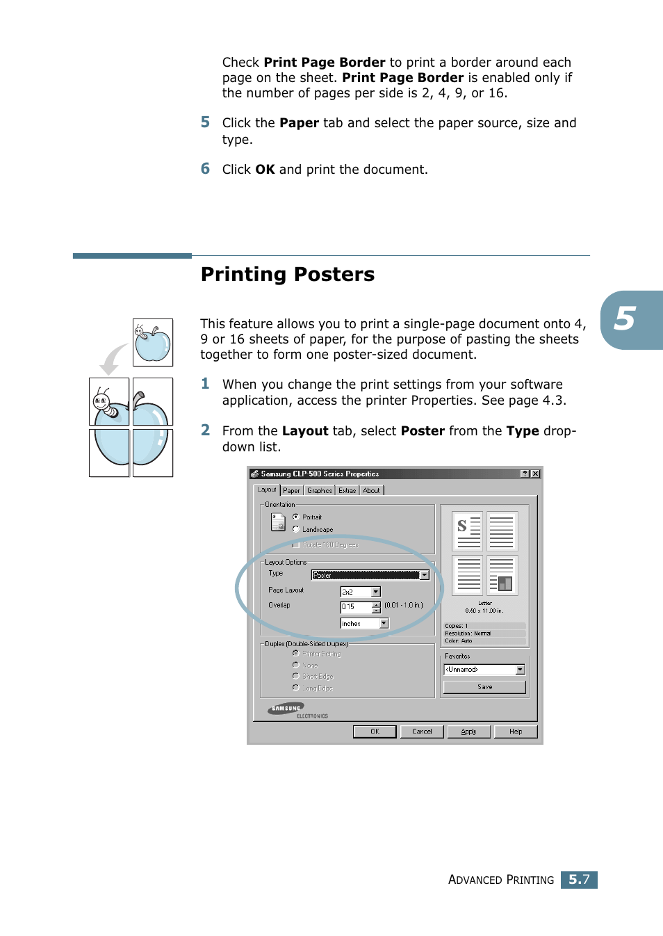 Printing posters | Samsung CLP 500N User Manual | Page 109 / 245