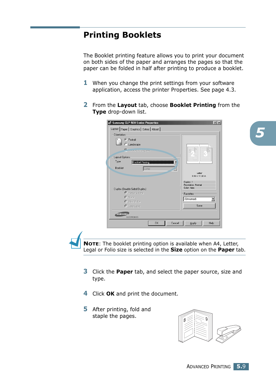 Printing booklets | Samsung CLP 500N User Manual | Page 111 / 245