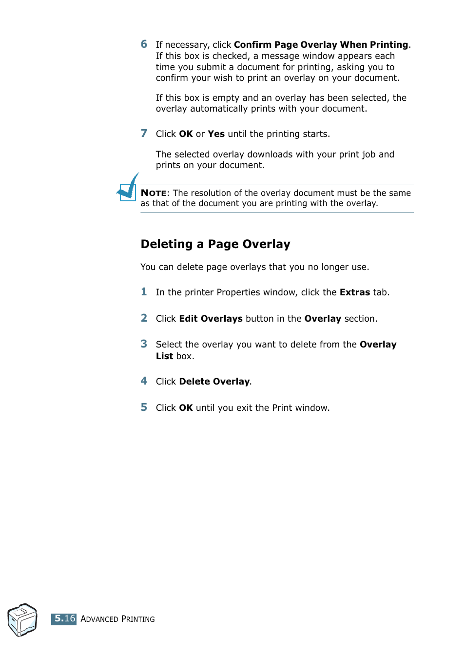 Deleting a page overlay | Samsung CLP 500N User Manual | Page 118 / 245