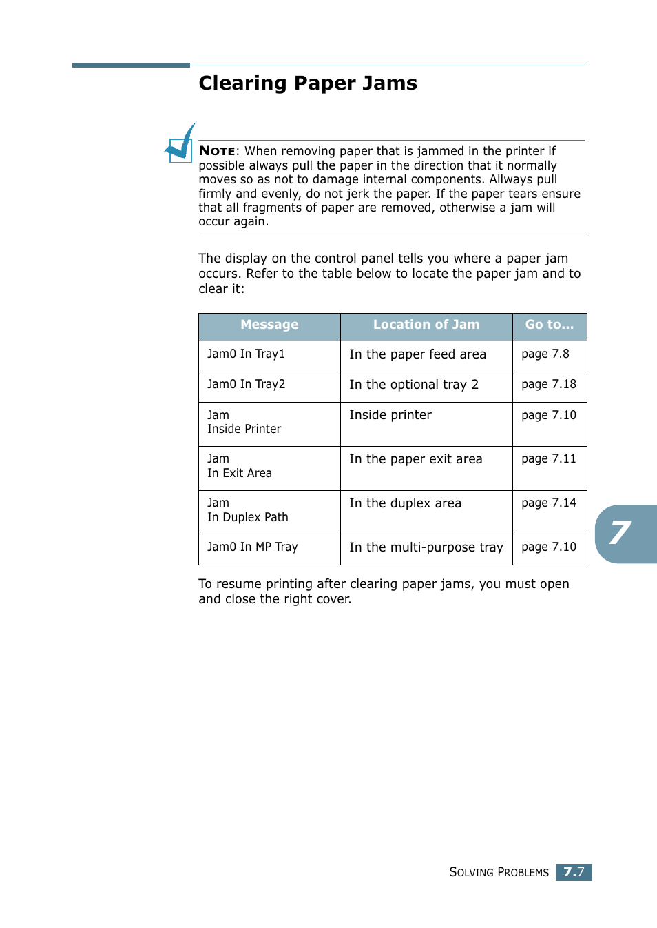 Clearing paper jams, Go to “clearing paper | Samsung CLP 500N User Manual | Page 163 / 245
