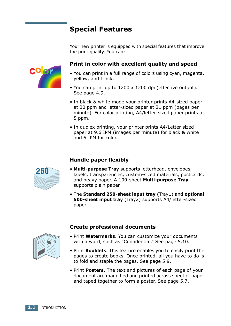 Special features | Samsung CLP 500N User Manual | Page 46 / 245