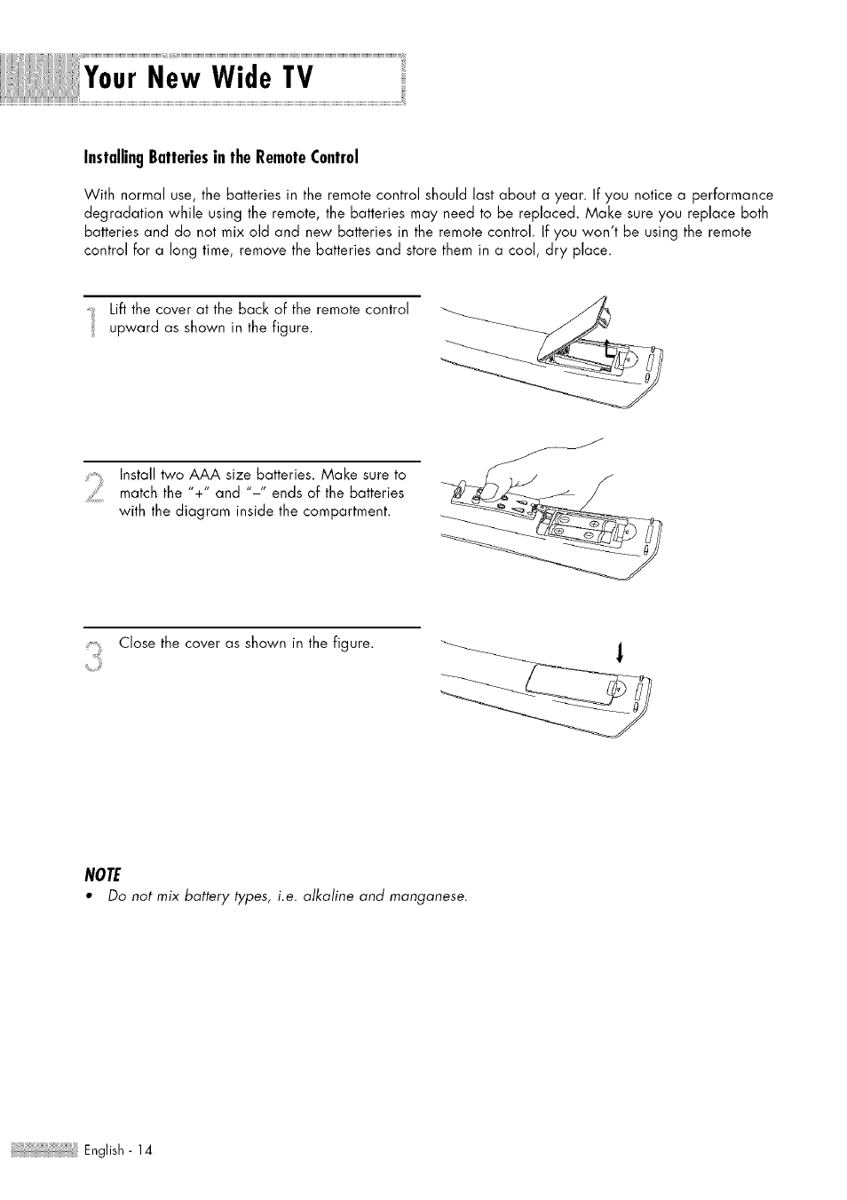 Your new wide tv | Samsung HL-$4676S User Manual | Page 14 / 135