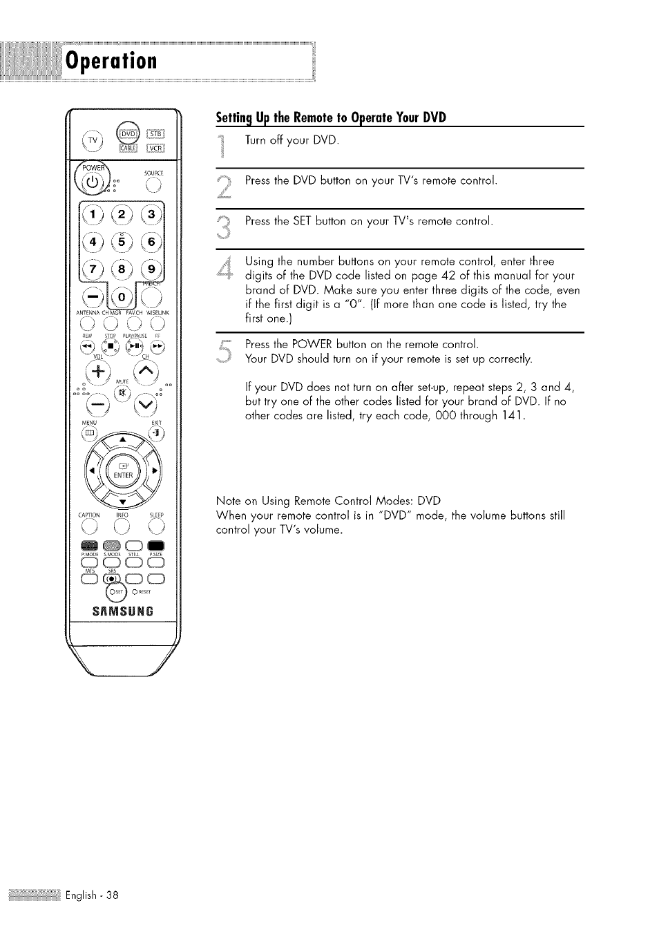 Operation | Samsung HL-$4676S User Manual | Page 38 / 135