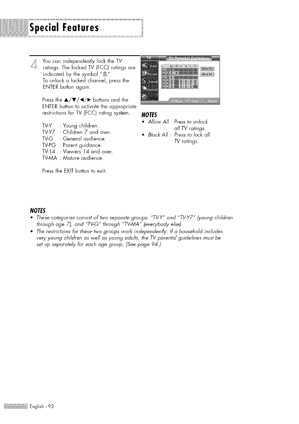 Special features, D' ist ■ d, Press the exit button to exit | Samsung HL-$4676S User Manual | Page 92 / 135