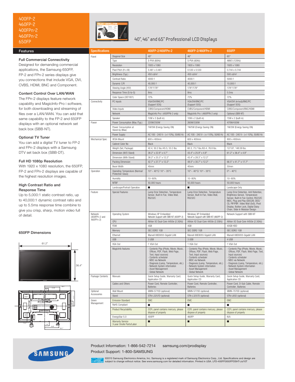 Samsung 400FP-2 User Manual | Page 2 / 2
