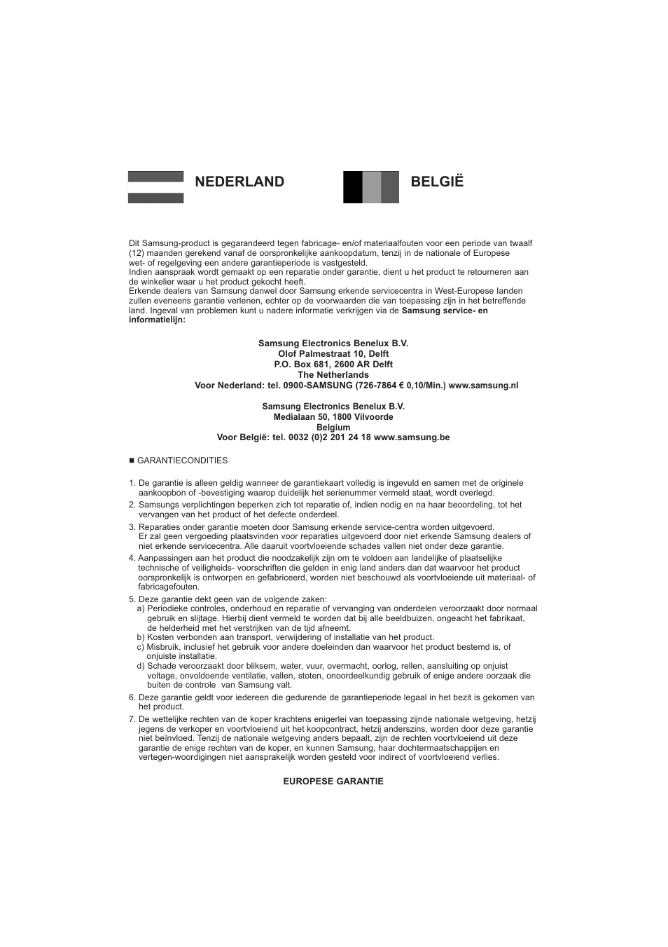 1('(5/$1' belgië | Samsung DVD-1080PK User Manual | Page 114 / 156