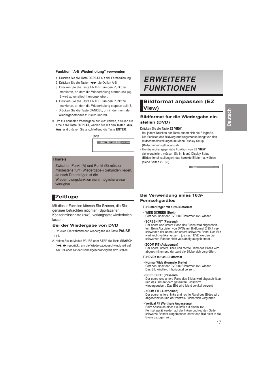 Er weiter weiter te te funktionen funktionen, Deutsch, Zeitlupe | Bildformat anpassen (ez view) | Samsung DVD-1080PK User Manual | Page 133 / 156