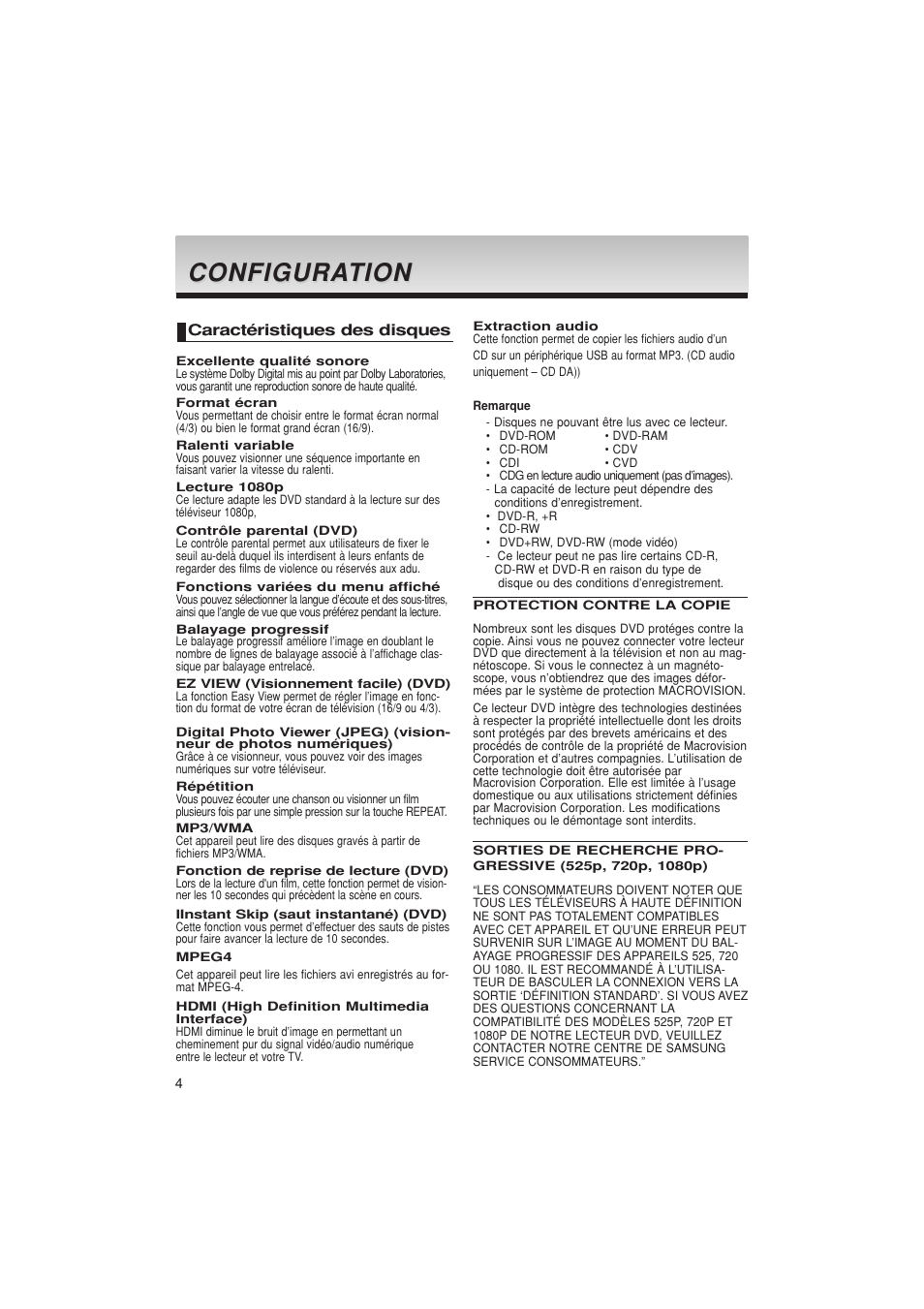Configura, Configura tion tion | Samsung DVD-1080PK User Manual | Page 42 / 156