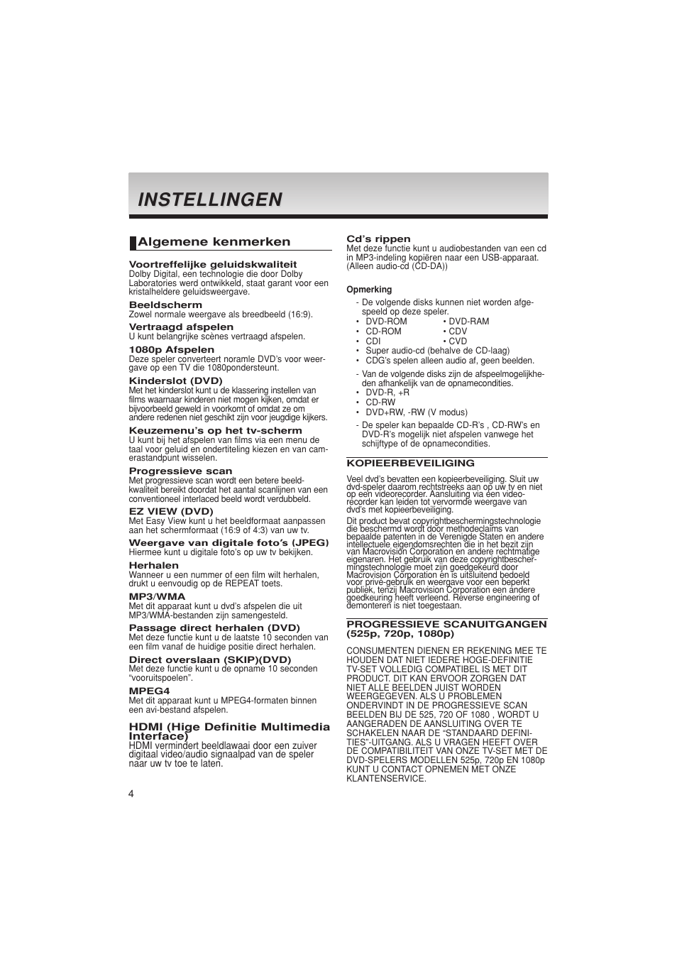 Instellingen | Samsung DVD-1080PK User Manual | Page 80 / 156